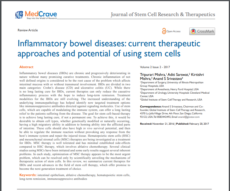 Inflammatory Bowel Diseases: Current Therapeutic Approaches and Potential of Using Stem Cells