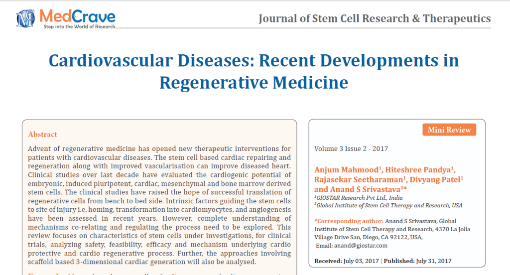 Cardiovascular Diseases: Recent Developments in Regenerative Medicine 